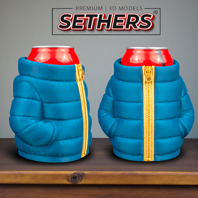 Puffer Jacket  - Beer Can Holder Koozie | Best 3D Printing Models
