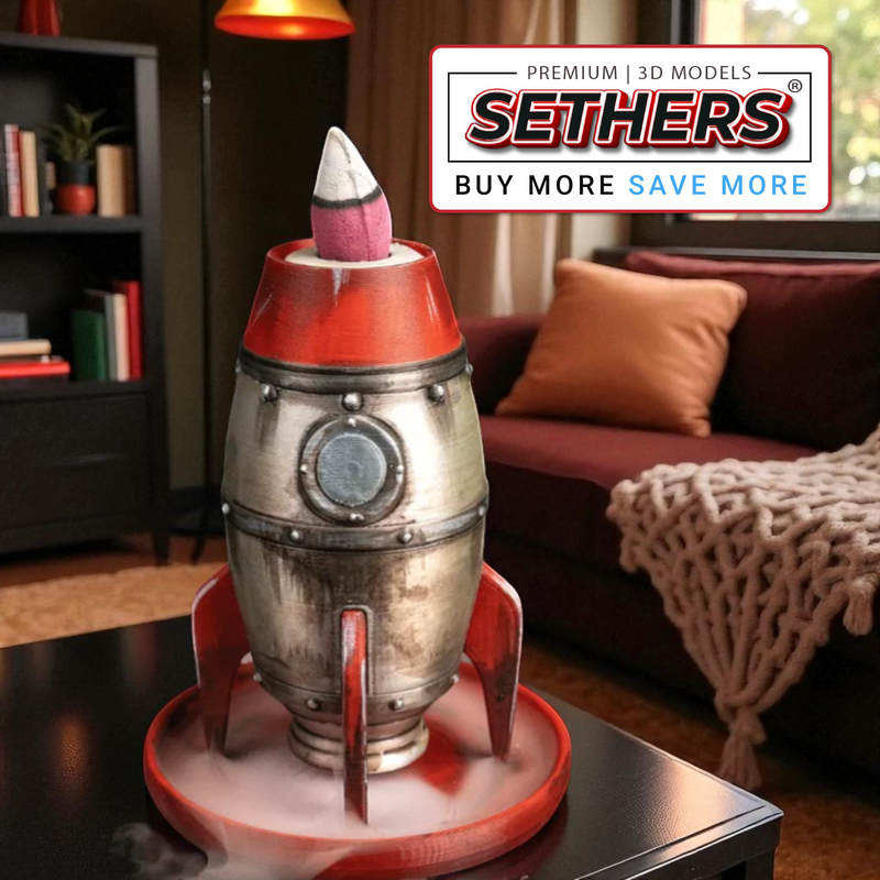 Rocket Ship | Incense Back-flow Burner | 3D Printer Model Files 