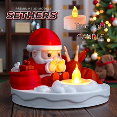 Santa Reindeer Bonfire Tea Light | Christmas Decor | 3D Printer Model Files
