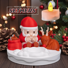 Santa Reindeer Bonfire Tea Light | Christmas Decor | 3D Printer Model Files
