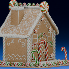 Christmas Candy Cane Gingerbread House | 3D Printer Model Files