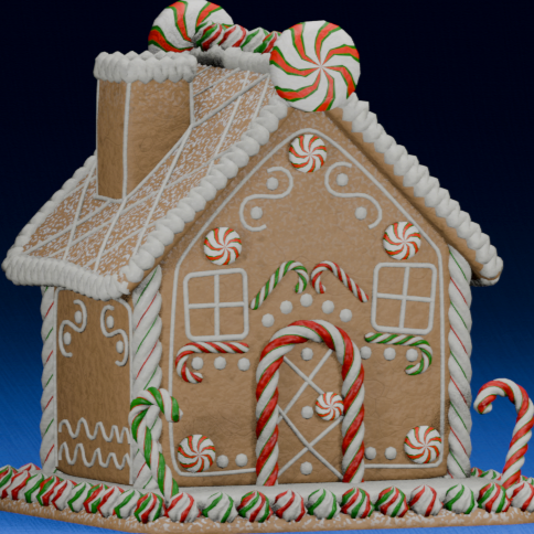 Christmas Candy Cane Gingerbread House | 3D Printer Model Files