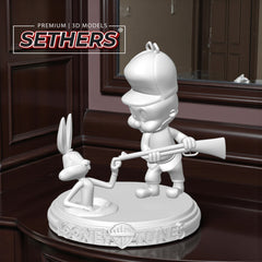 Elmer Fudd Bugs Bunny Gun Finger Diorama Sculpture | 3D Printing Models