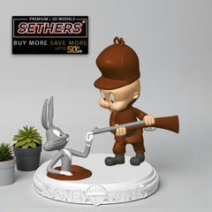 Elmer Fudd Bugs Bunny Gun Finger Diorama Sculpture | 3D Printing Models