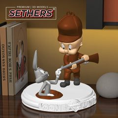 Elmer Fudd Bugs Bunny Gun Finger Diorama Sculpture | 3D Printing Models