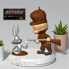 Elmer Fudd Bugs Bunny Gun Finger Diorama Sculpture | 3D Printing Models