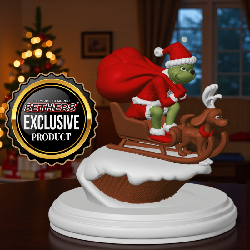 Grinch with Dog Sleigh | How the Grinch Stole Christmas | 3D Printing Models