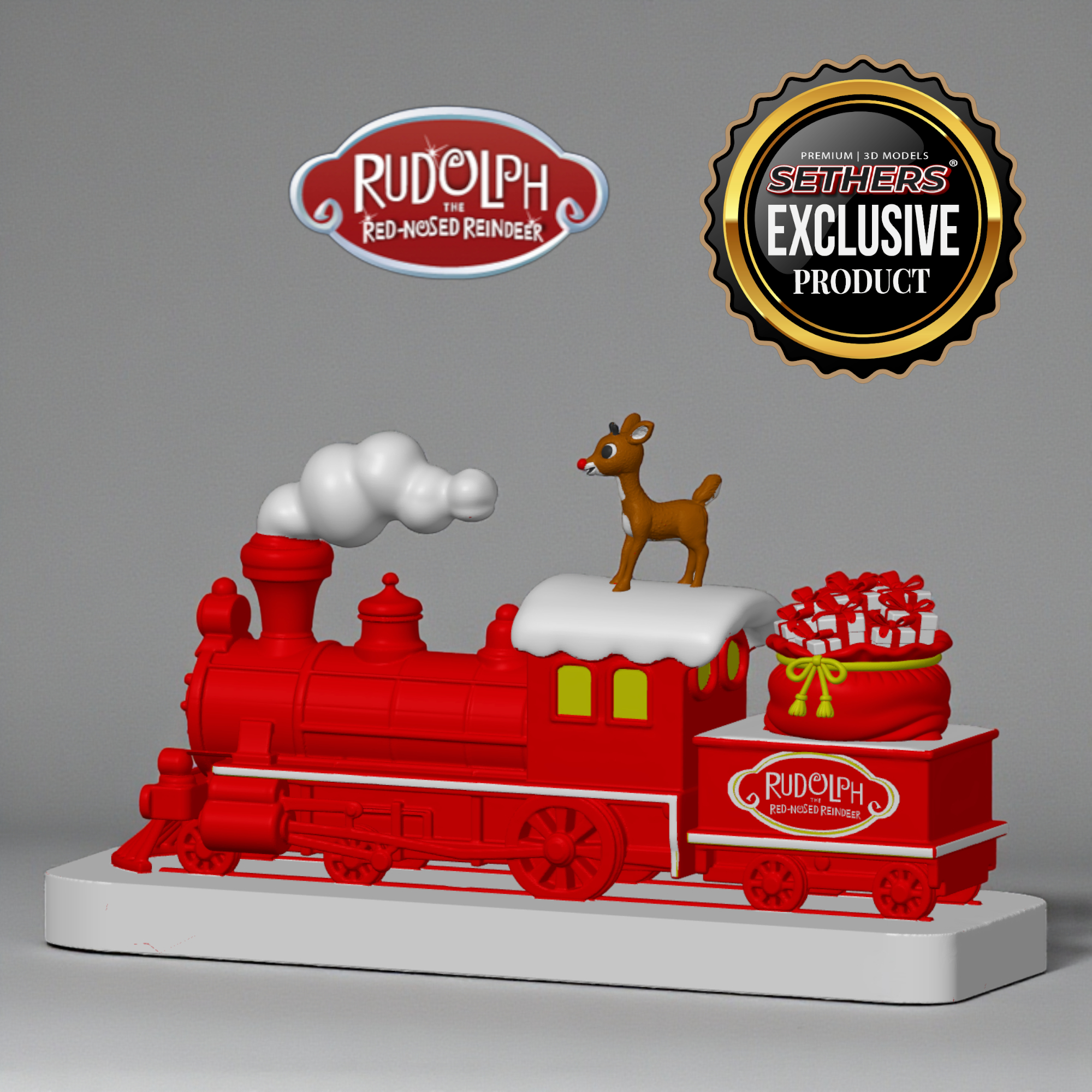 Wooden Rudolph Train Christmas Town Train Rudolph the Red-Nosed Reindeer 3D Printing Models