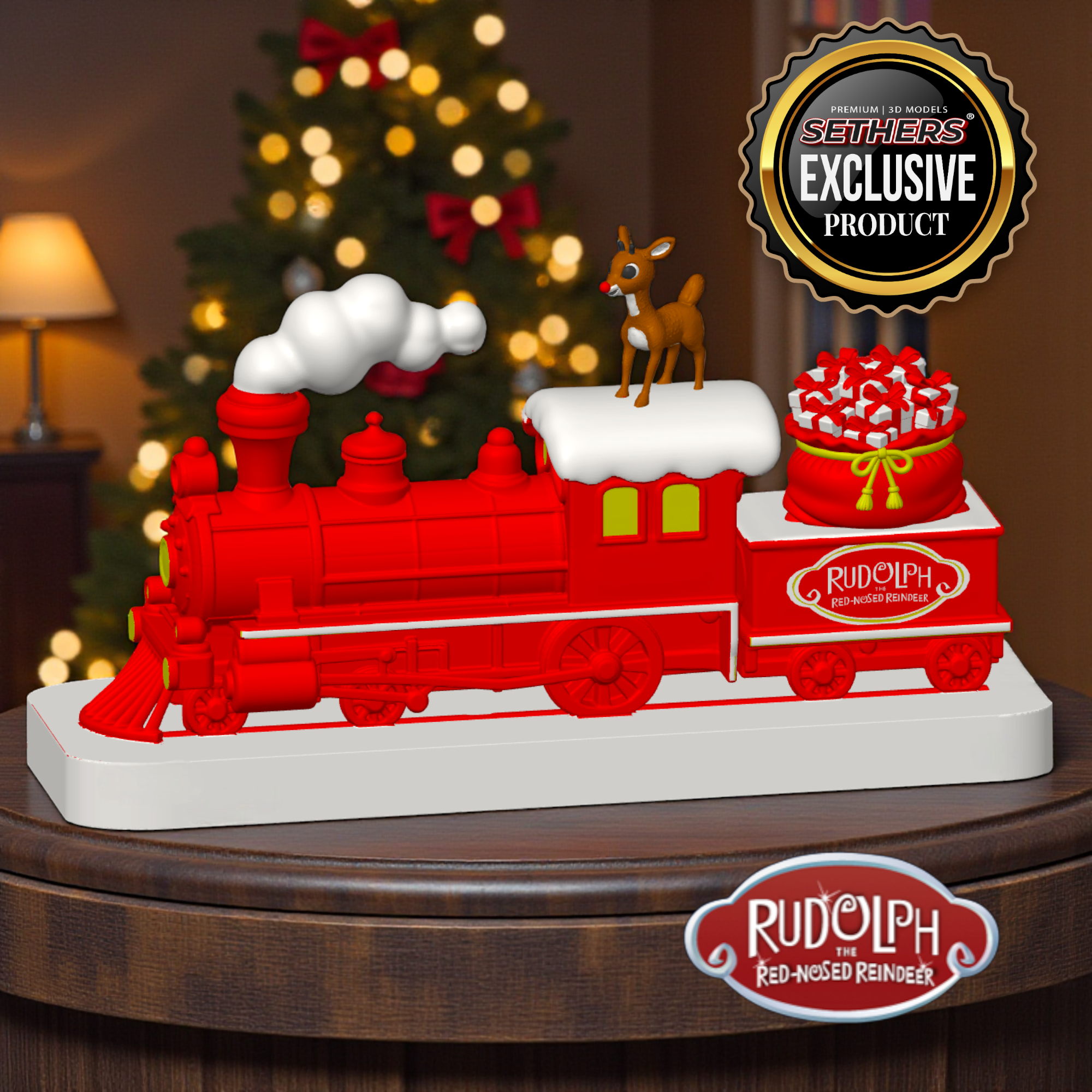 Wooden Rudolph Train Christmas Town Train Rudolph the Red-Nosed Reindeer 3D Printing Models