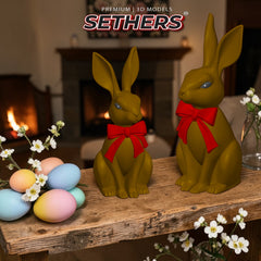 Chocolate Easter Bunny with Bow | Easter Decorations | 3D Printing Models