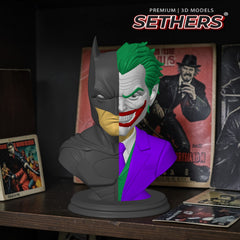 Dual-Face Batman and Joker Bust | Headphone Stand | 3D Printer Model Files
