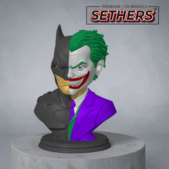 Dual-Face Batman and Joker Bust | Headphone Stand | 3D Printer Model Files