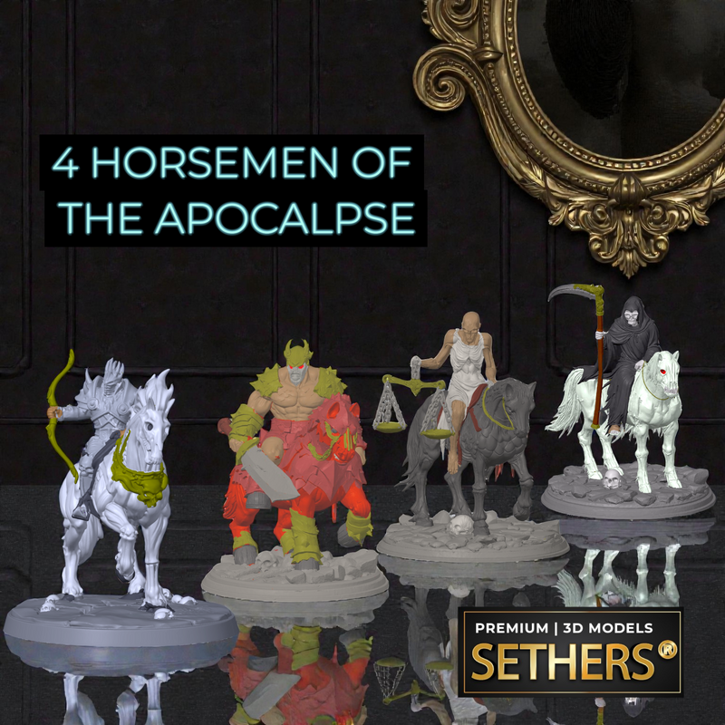 4 Four Horsemen of the Apocalypse | Book of Revelation | 3D Printing Models