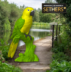 Golden Conure bird on perch | 3D Printing Models at Sethers