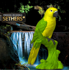 Golden Conure bird on perch | 3D Printing Models at Sethers