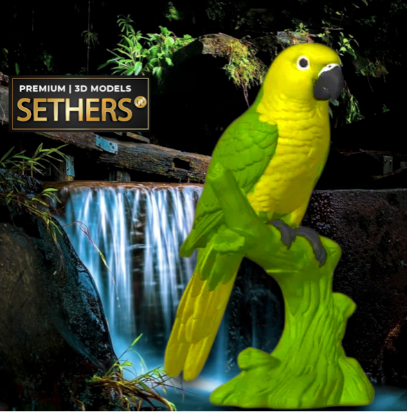 Golden Conure bird on perch | 3D Printing Models at Sethers