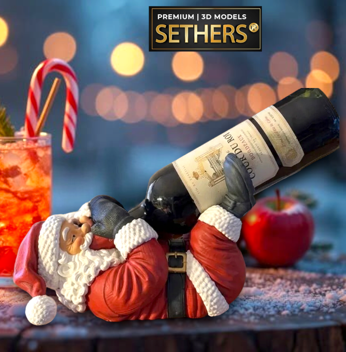 Santa Claus Christmas Wine Bottle Holder | 3D Printing Models