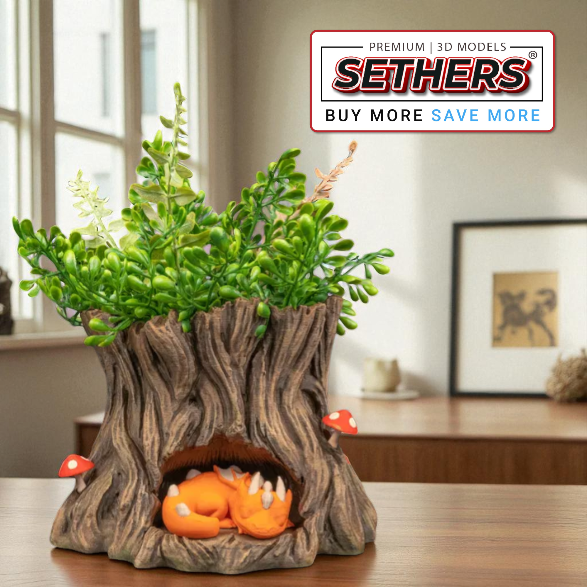 tree stump planter pot Dragon Sleeping Stump Planter | Flower Pot