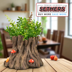 Dragon Sleeping Stump Planter | Flower Pot | 3D Printing Model Files