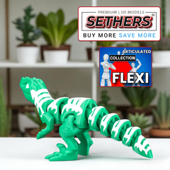 Velociraptor Dinosaur | Flexi Articulated | 3D Printing STL Models