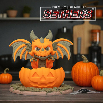 Halloween Dragon with Egg Pumpkin Shell | Articulated | 3D Printer Model Files