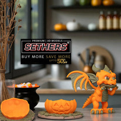 Halloween Dragon with Egg Pumpkin Shell | Articulated | 3D Printer Model Files