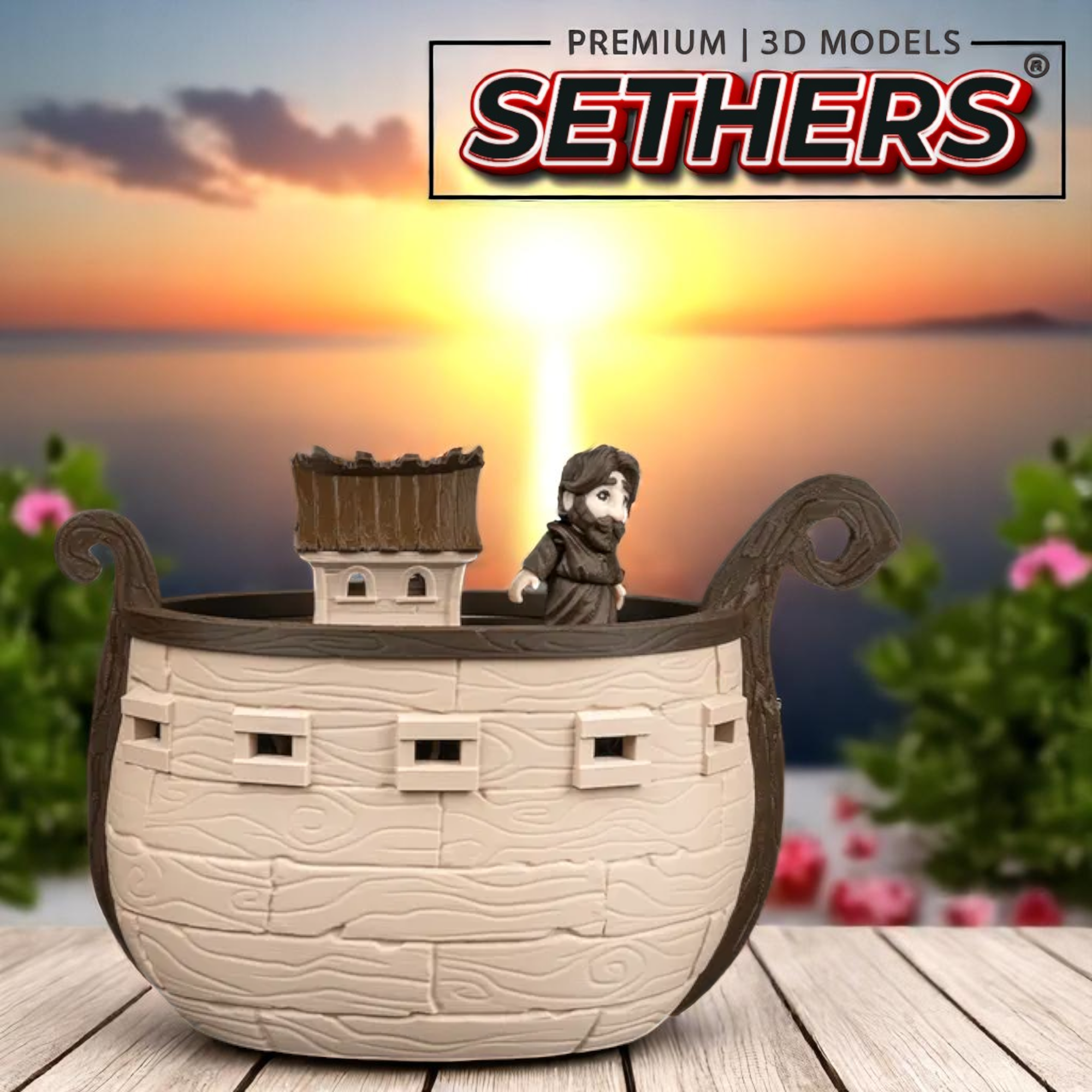 Ark 3d Models Ark with Inside Animal Storage and Noah | Noah's Ark | 3D Printing Mod