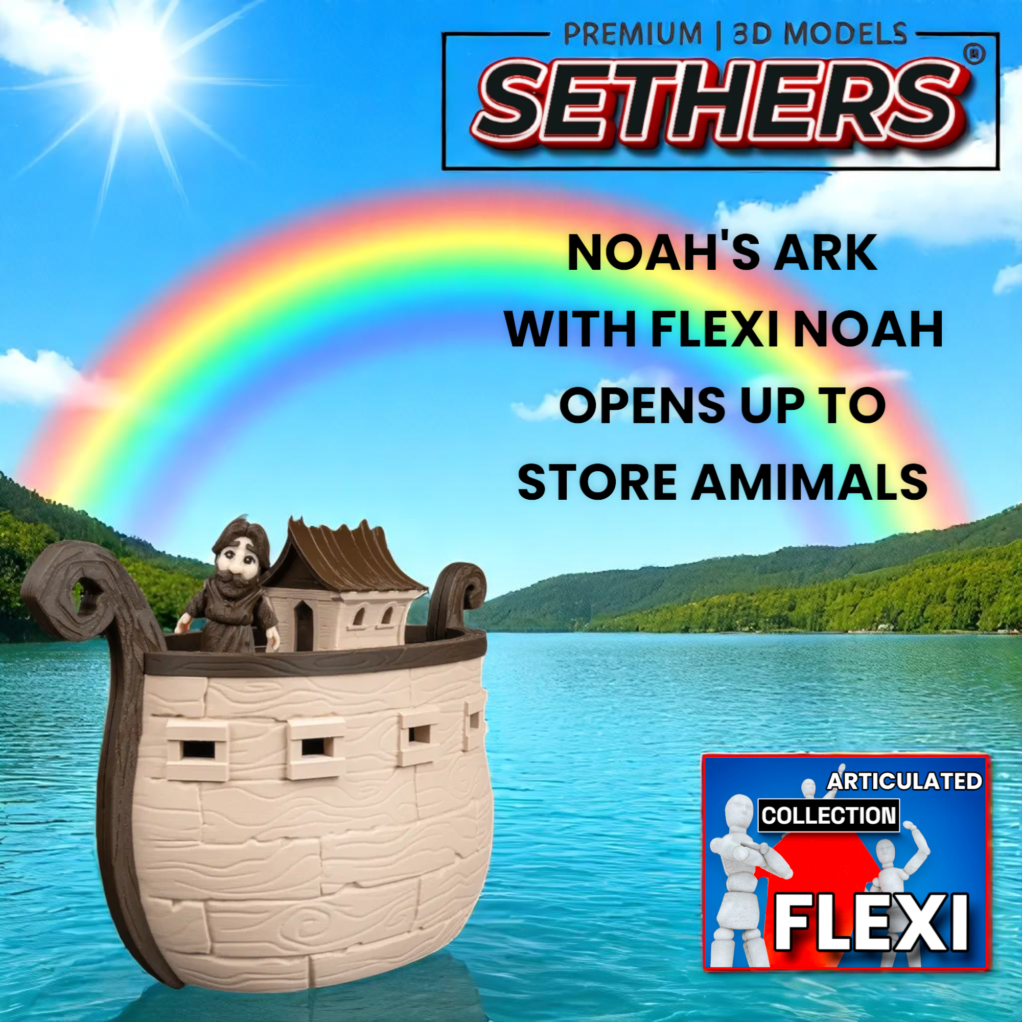 Ark 3d Models Ark with Inside Animal Storage and Noah | Noah's Ark | 3D Printing Mod