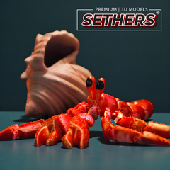 Articulated Hermit Crab in Shell | 3D Printer Model Files