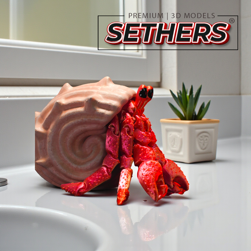 Articulated Hermit Crab in Shell | 3D Printer Model Files