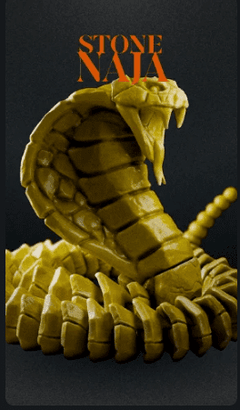 Articulated Stone Naja Cobra Snake | 3D Printer Model Files