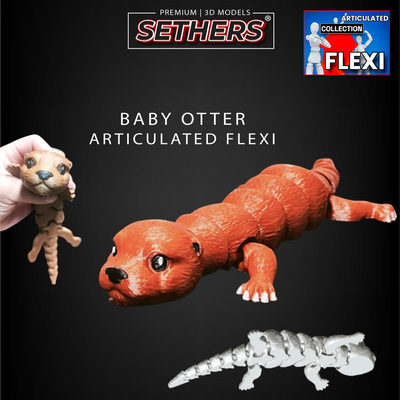 Baby Otter | Flexi Print In Place Articulated | 3D Printer Model Files