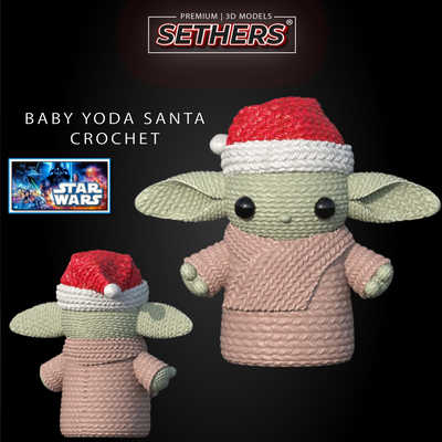 Baby Yoda Santa | Star Wars | Crochet Knitted | 3D Printer Model Files