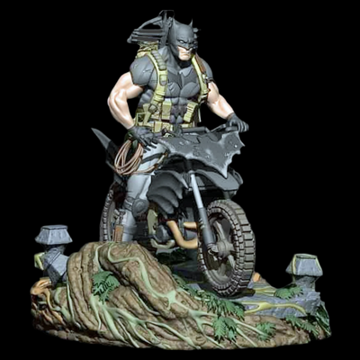 Batman on Motorcycle Statue Figure | 3D Printer Model Files