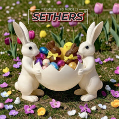 Easter Bunnies Carrying Egg Candy Bowl | 3D Printer Model Files