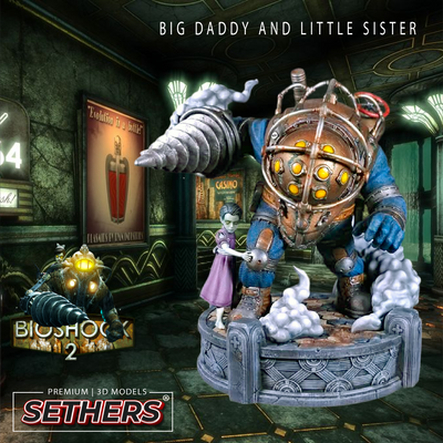 Big Daddy Little Sister | Bioshock | Diorama | 3D Printer Model Files
