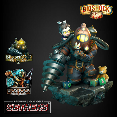 Big Daddy Little Sister | Bioshock | Nom Nom | 3D Printer Model Files