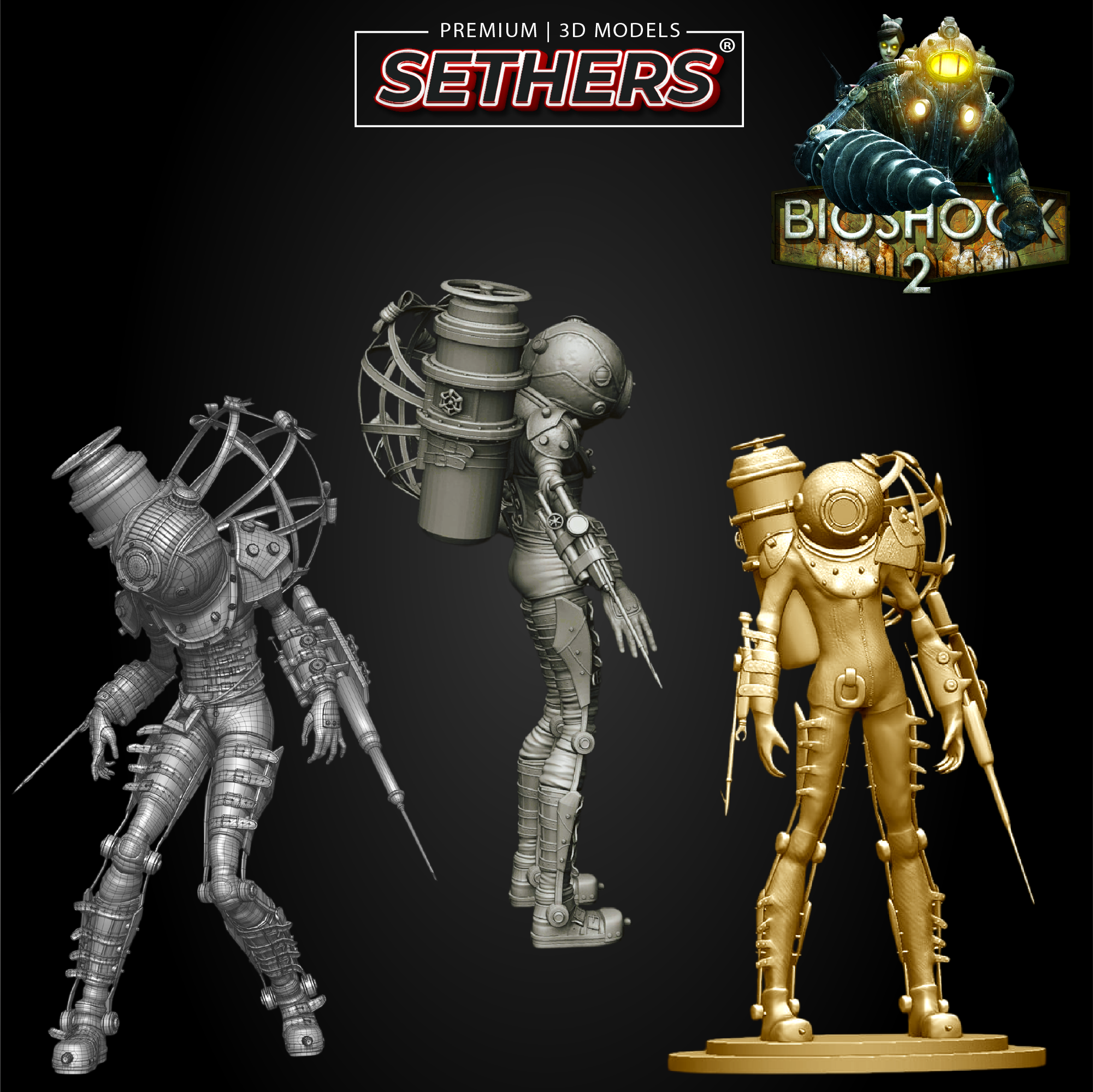 Bioshock Lancer Model Big Sister Eleanor Lamb | Bioshock 2 | 3D Printer Model Files