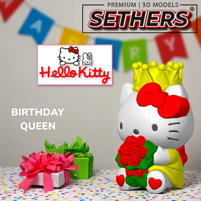 Birthday Queen | Hello Kitty Sanrio | Best 3D Printing STL Models
