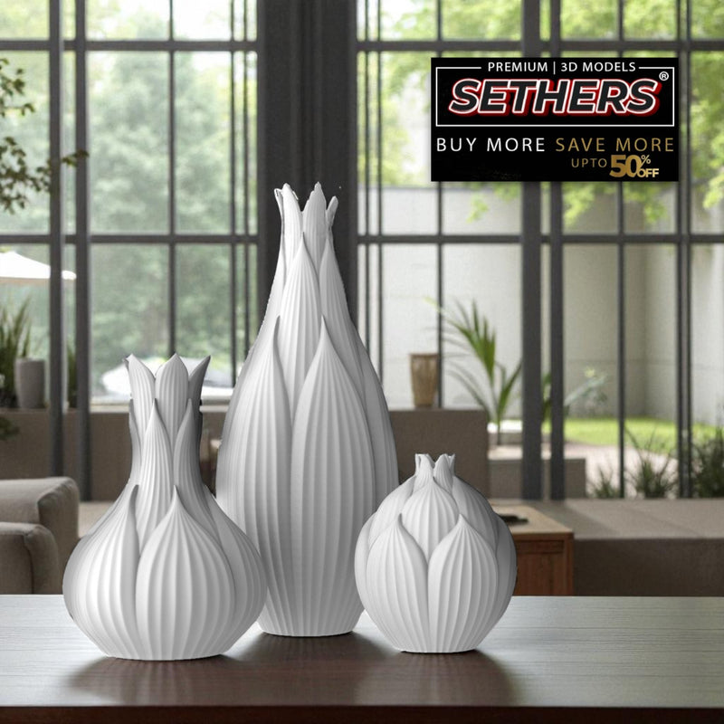 Blooming Vase Flower Collection | 3D Printing Model Files