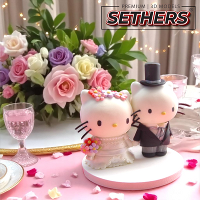 Bride and Groom Wedding Cake Topper | Hello Kitty Sanrio | 3D Printing Models