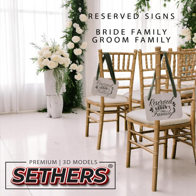 Bride Groom Family Reserved Signs | Wedding Deco | 3D Printing Models