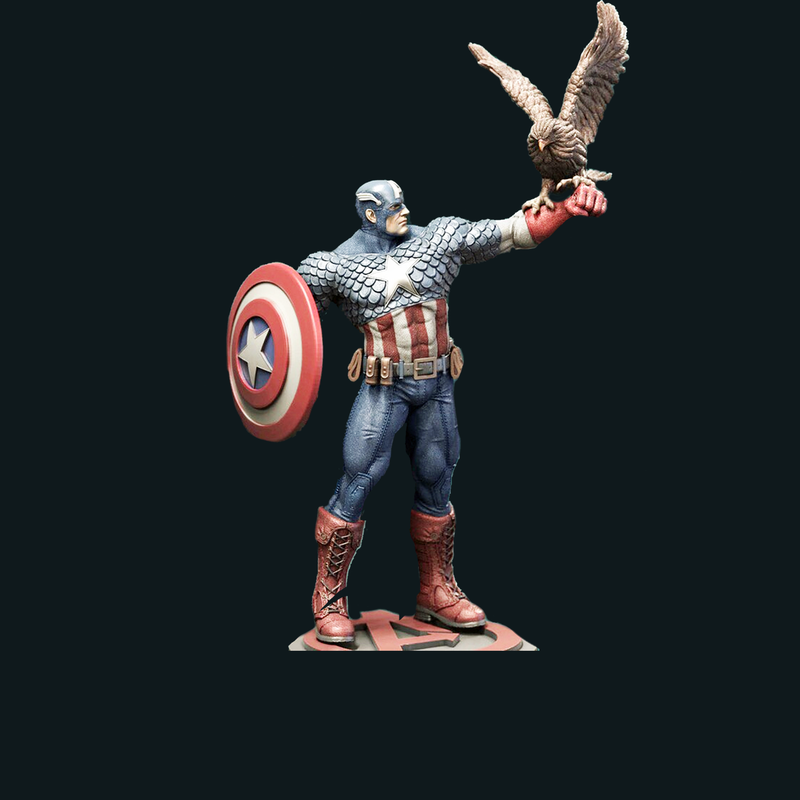 Captain America with Bald Eagle Statue | 3D Printer Model Files
