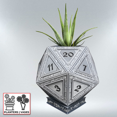 Champion's D20 Dice Planter | 3D Printer Model Files