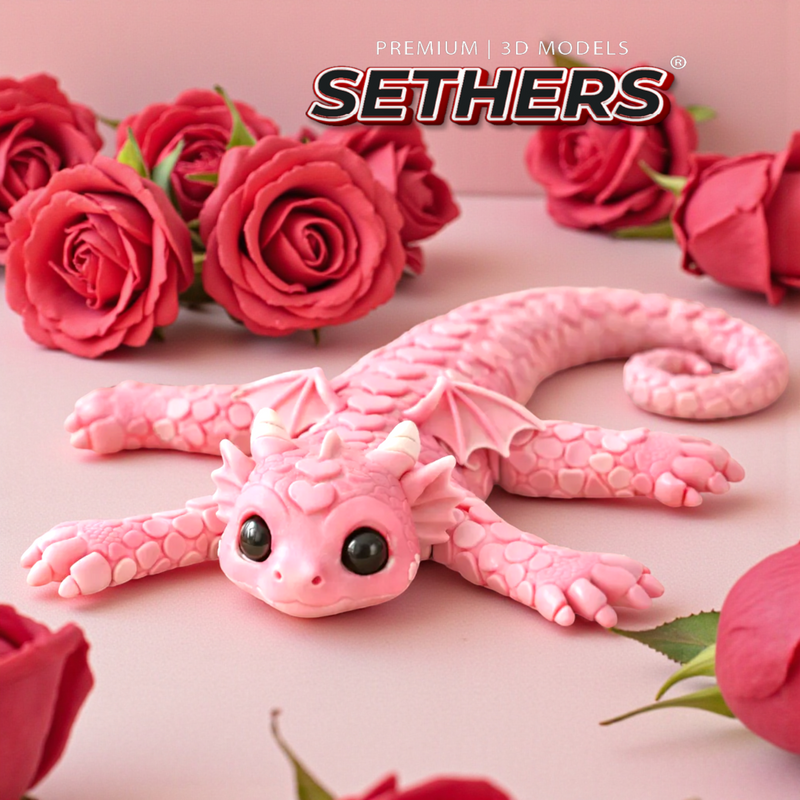 Valentine's Day Heart Dragon Articulated Flexi | 3D Printer Model Files