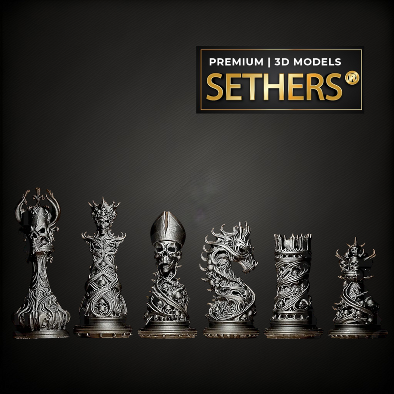 Gothic Ornamental Chess Set | 3D Printing Models 