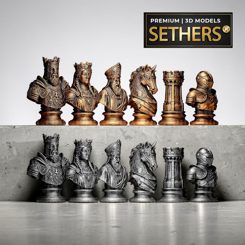 Medieval Stylized Chess Set | 3D Printing Models