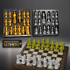 Organic Chess Set with Custom Storage Case | 3D Printing Models