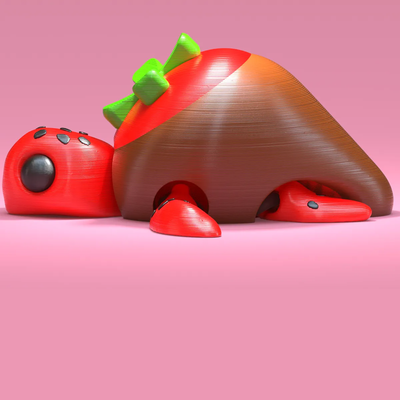 Chocolate Covered Strawberry Turtle | Articulated Flexi | 3D Printer Model Files