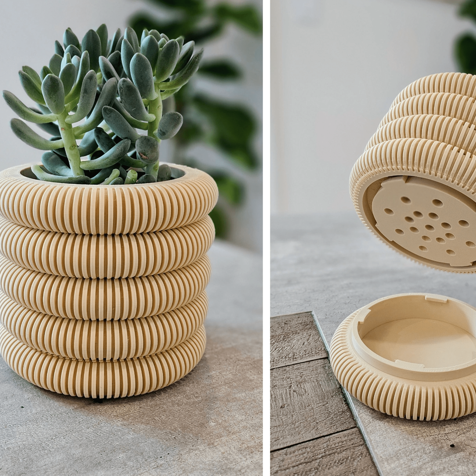 3d printed plant pots Coil Planter Hidden Self Watering